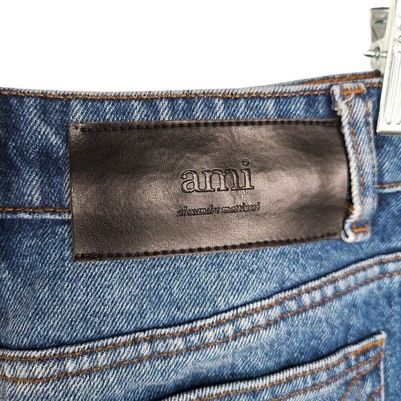 AMI Paris alexandre mattiussi Denim MiDi Designer Skirt - Picture 12 of 15